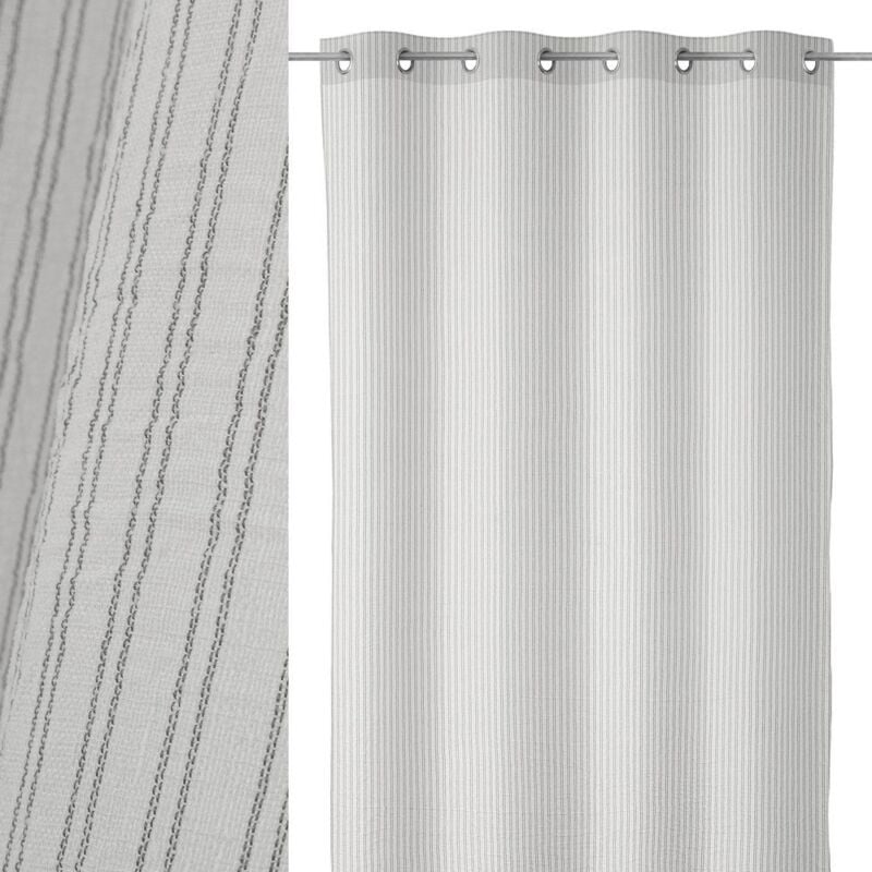 

Lolahome - Cortina de rayas confeccionada gris de poliéster de 140x260cm