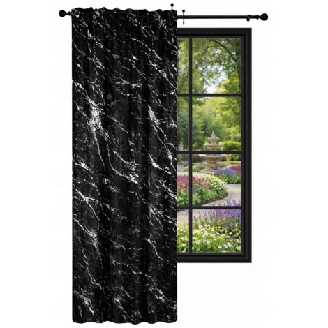 Cortina de terciopelo confeccionada de 140x220 cm. Mármol negro con estampado de terciopelo plateado.
