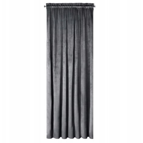 Cortina de terciopelo Melanie sobre cinta 140x270 cm gris