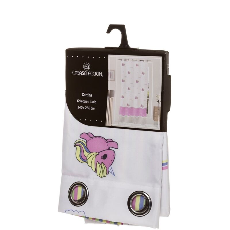 

Cortina de unicornio infantil rosa de microfibra de 260x140cm