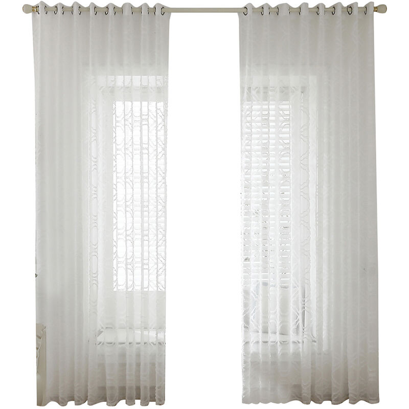 

Cortina de ventana de gasa transparente blanca con anilla para cocina, dormitorio y sala de estar (1 panel, 39, blanco, 39 'W x 51' L