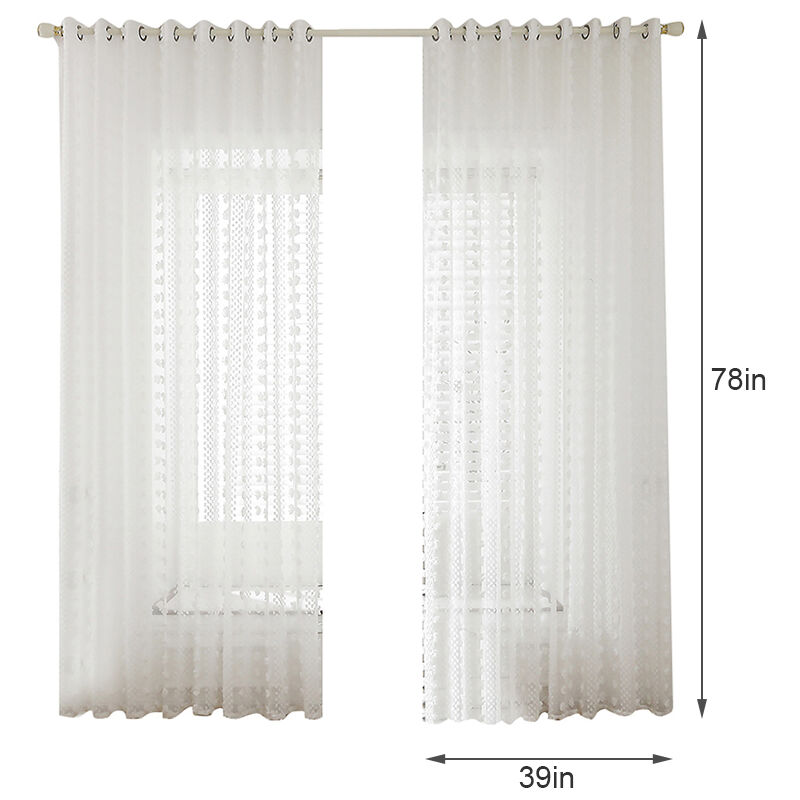 

Cortina de ventana de gasa transparente, con anilla superior,Blanco, 39 "W x 78" L