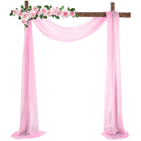 [Cortina decorativa] Cortina de fondo blanca de 70 x 550 cm, confeccionada en gasa fluida, con bolsillo para barra, reutilizable, sin marcas de embalaje, ideal para bodas, sesiones de fotos y decoraci