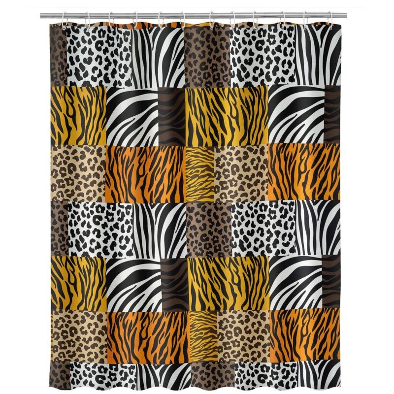 

Cortina de baño animal print marrón de poliéster de 180x200cm