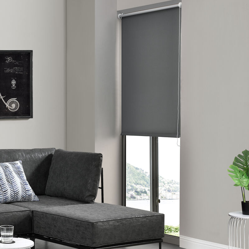 

Cortina enrollable para Ventana - 90 x 220 cm - Protector solar y de Luz - Opaca - Dar Sombra - No necesita taladrar - Gris oscuro