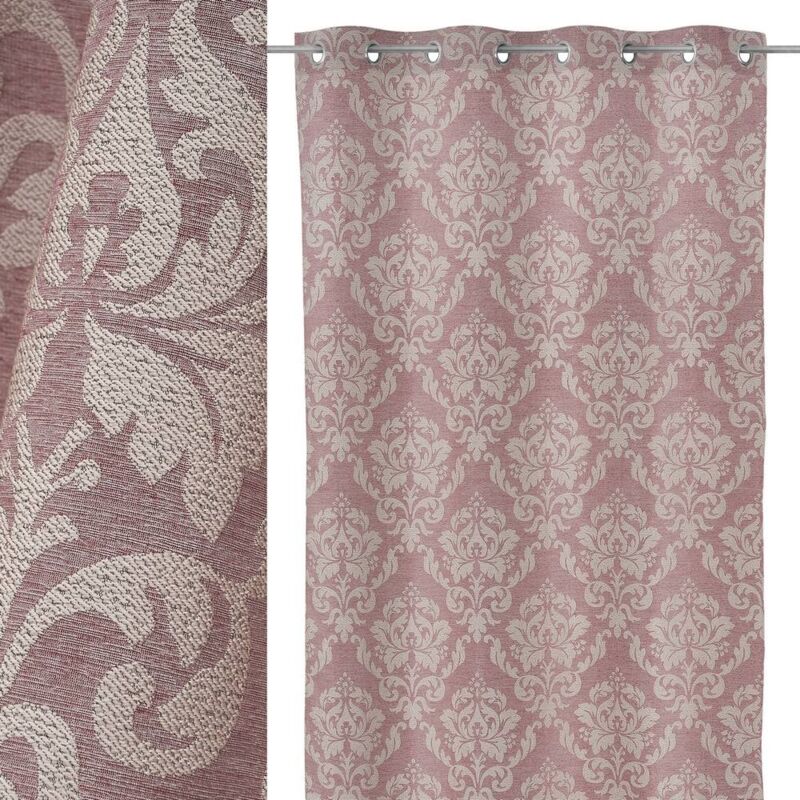 

Lolahome - Cortina Flor de Lis rosa de tela Jacquard de 135x260 cm
