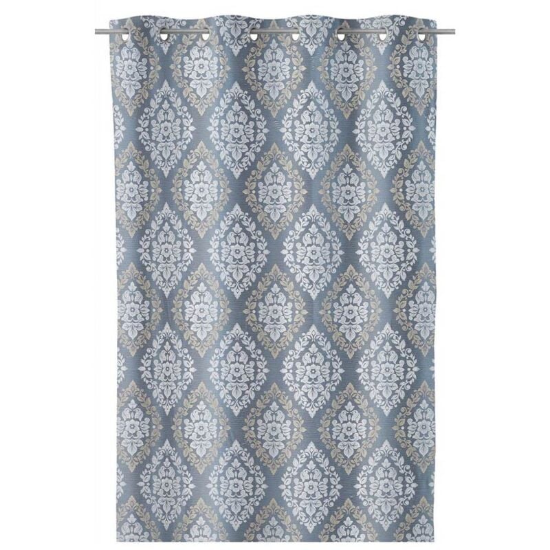 

Lolahome - Cortina floral con ollados azul clásica Jacquard de poliéster de 260x135 cm