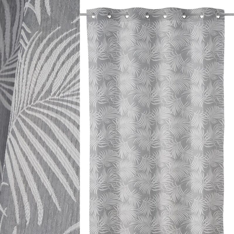 

Lolahome - Cortina hojas de palmera gris de poliéster de 140x260cm