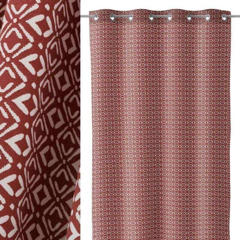 

Cortina Jacquard terracota exótica de algodón y poliéster de 260x140 cm