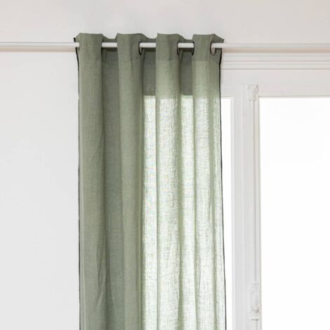 Cortina Linah lino - verde celadón - 130x260 cm - Atmosphera créateur d'intérieur