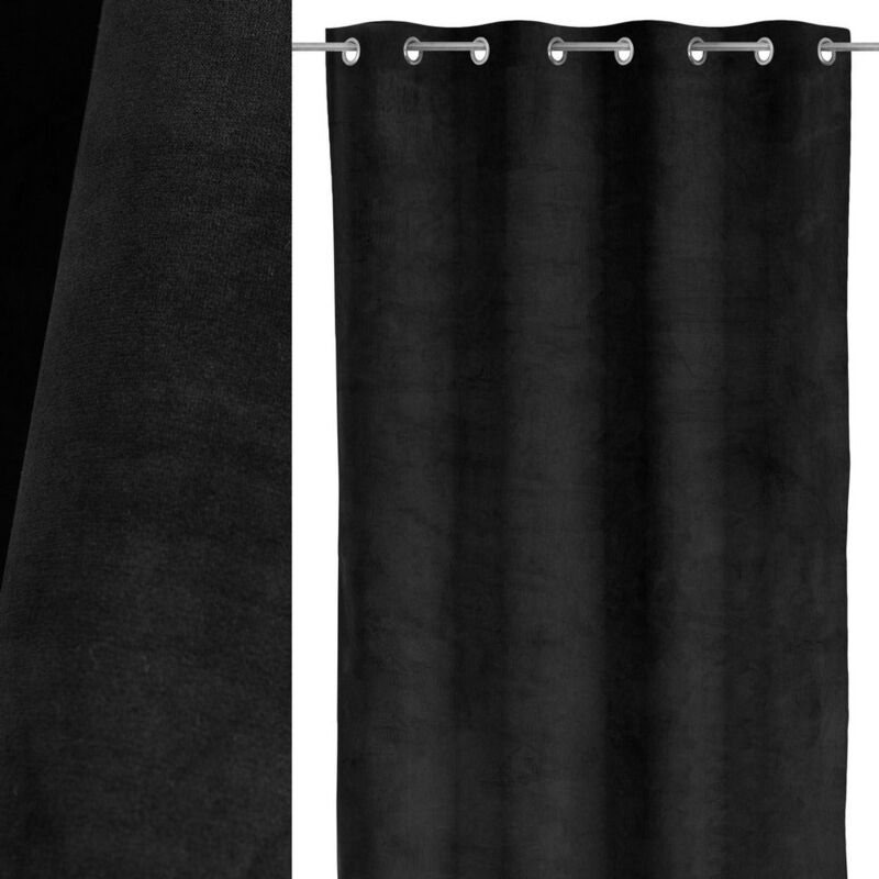 

Lolahome - Cortina lisa negra de terciopelo de 140x260 cm
