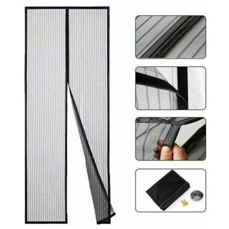 Cortina magnética avanzada antiinsectos para puertas de balcón, ventanas francesas, kit de instalación completo de 210 x 100 cm, mosquiteras para puertas de sótano, fácil montaje con pegamento