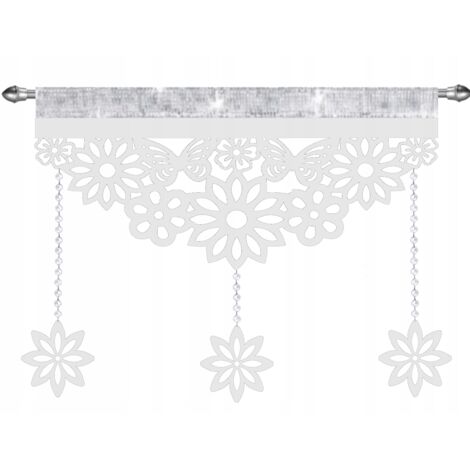 Cortina moderna EKRAN, perforada, decorada con cristales, mariposas y flores, GLAMUR blanco 90