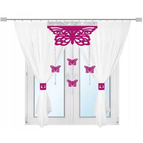 Cortina moderna MARIPOSAS para salón y dormitorio, modelo AŻUR glamour 300x150