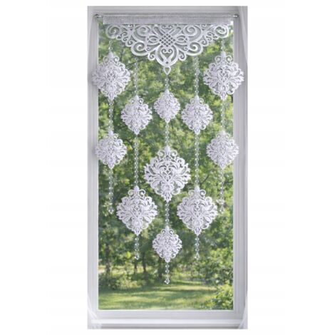 Cortina moderna perforada EKRAN con guirnalda de cristal GLAMUR Z16 blanca