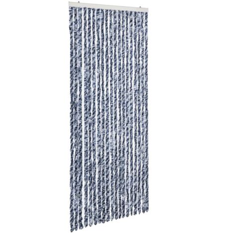 Cortina mosquitera chenilla azul blanco y plateada 56x185 cm vidaXL