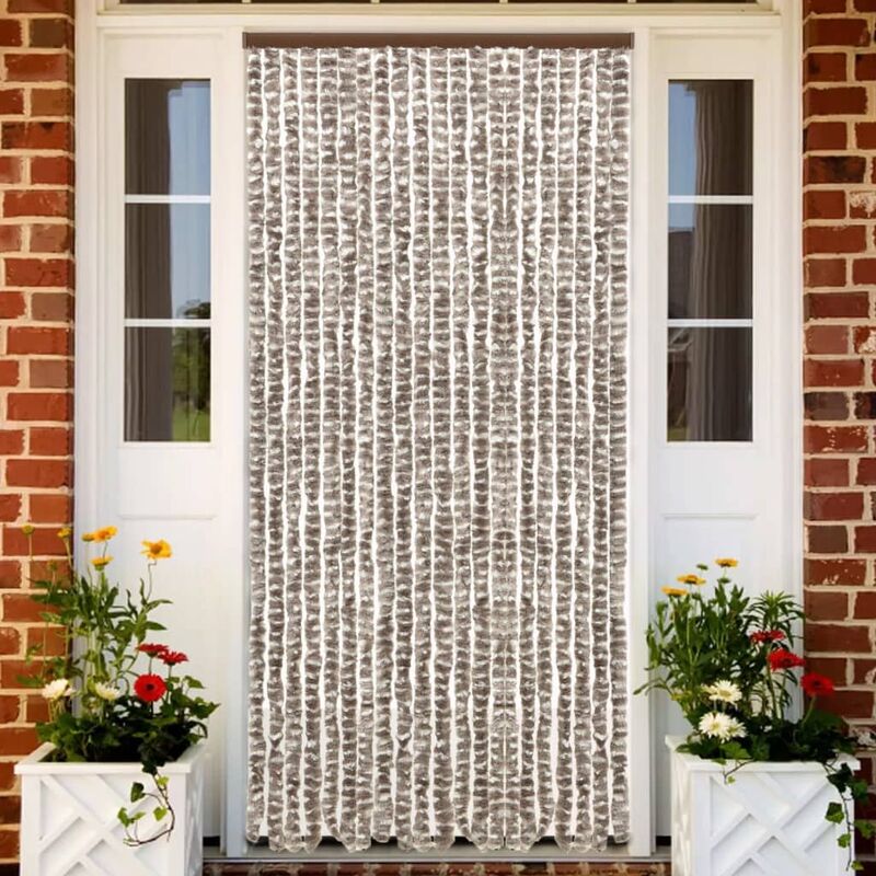 

Cortina mosquitera chenilla gris taupe y blanco 90x220 cm