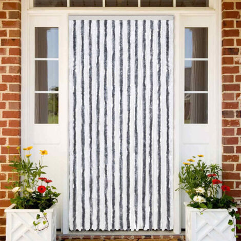 Cortina mosquitera chenilla gris y  118x220 cm
