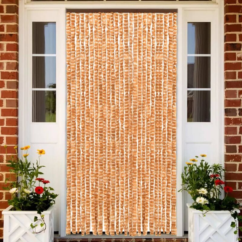 

Cortina mosquitera chenilla ocre y blanco 100x220 cm