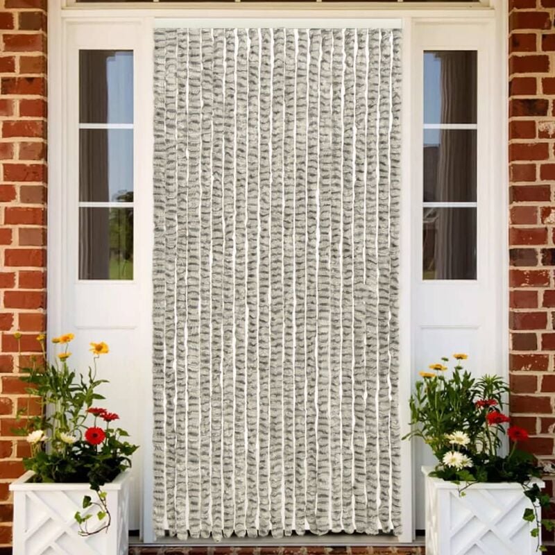 

Cortina mosquitera de chenilla gris claro y oscuro 90x220 cm