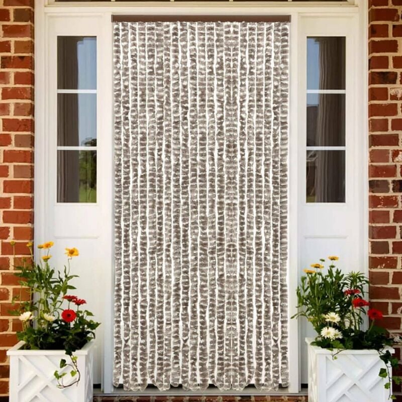 

Cortina mosquitera de chenilla gris taupe y blanca 56x185 cm