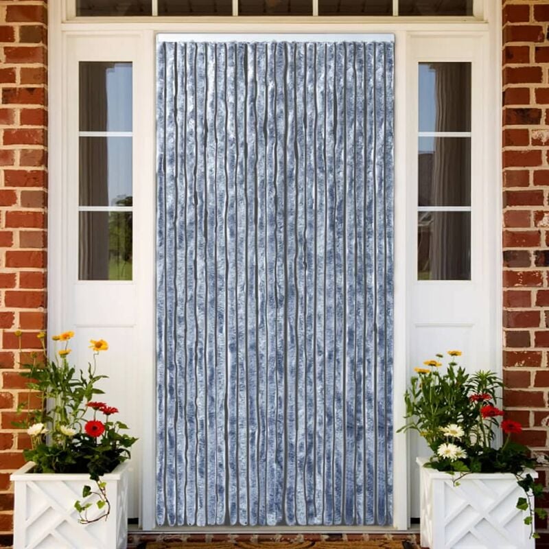 

Cortina mosquitera de chenilla plateada 100x220 cm