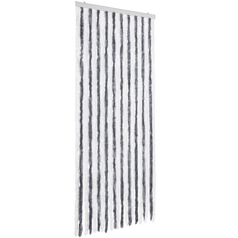 

vidaXL Cortina mosquitera gris y blanco chenilla 90x200 cm - Gris