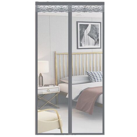Cortina mosquitera magnética con cierre automático, 110 x 220 cm (gris)