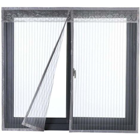 Cortina mosquitera magnética ZVD para puerta o ventana con imanes, gris, 120 x 130 cm, FDC