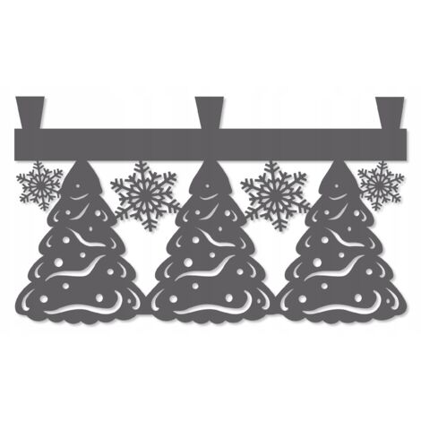 Cortina navideña PATKI de 60x35 cm con estampado de copos de nieve y árboles de Navidad.