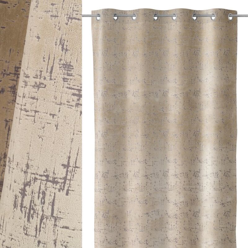 

Lolahome - Cortina ollados beige de poliéster de 140x260 cm