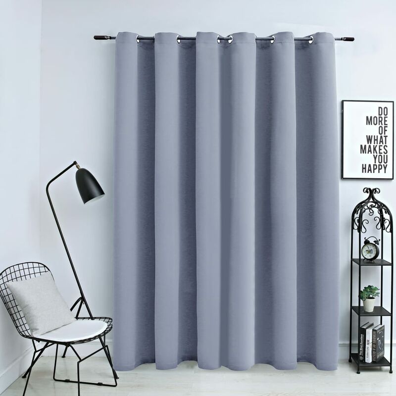 

Cortina opaca con anillas de metal gris 290x245 cm - Gris