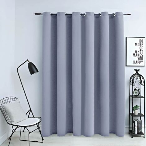 Cortina opaca con anillas de metal gris 290x245 cm vidaXL689417