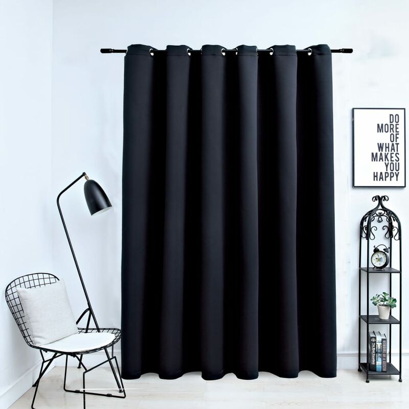 

Cortina opaca con anillas de metal negro 290x245 cm - Negro