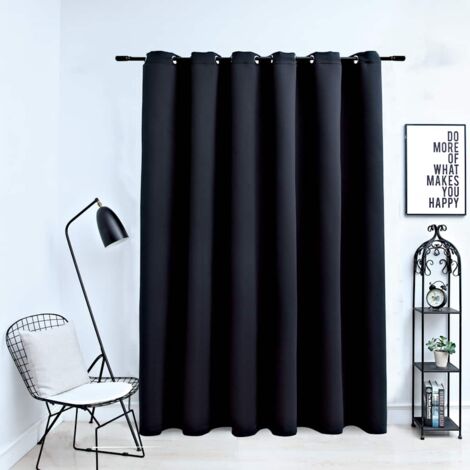 Cortina opaca con anillas de metal negro 290x245 cm vidaXL487275