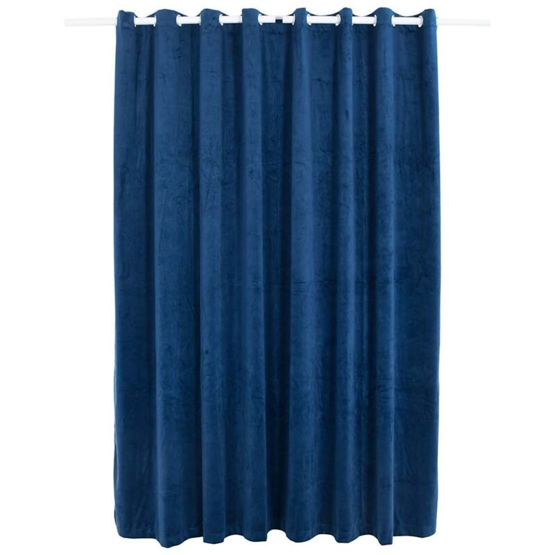 

vidaXL Cortina opaca y anillas metal terciopelo azul oscuro 290x245 cm - Azul