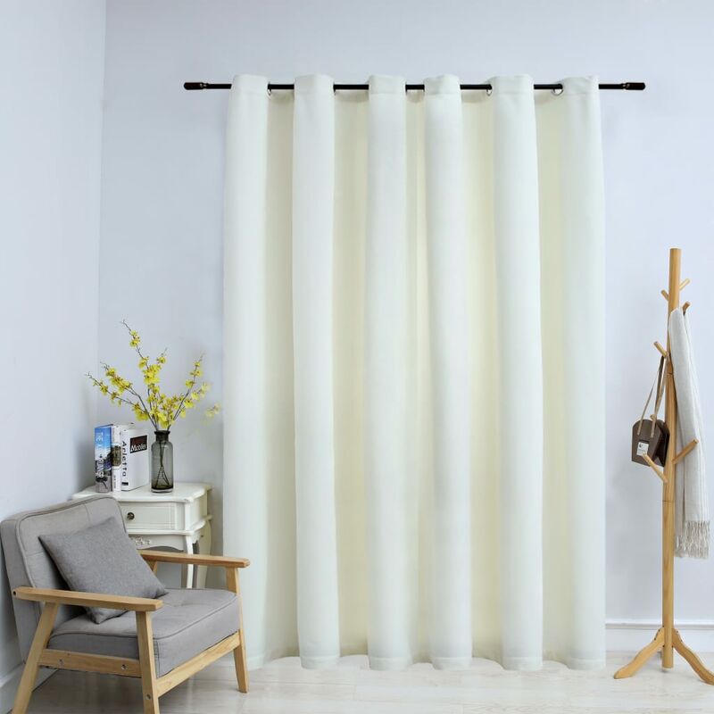 

Cortina opaca con anillas de metal terciopelo crema 290x245 cm
