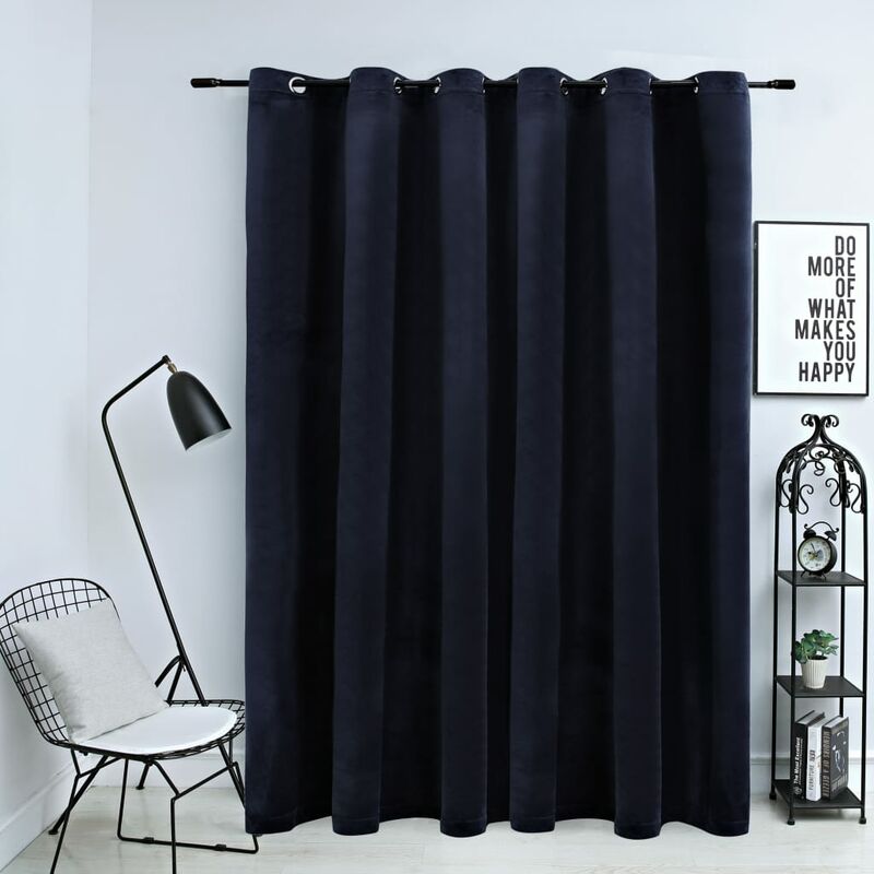 

Cortina opaca con anillas de metal terciopelo negro 290x245 cm - Negro