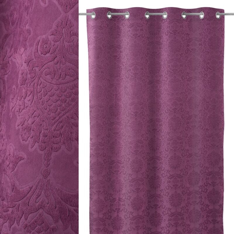 

Lolahome - Cortina opaca con brocado burdeos de poliéster de 140x260 cm