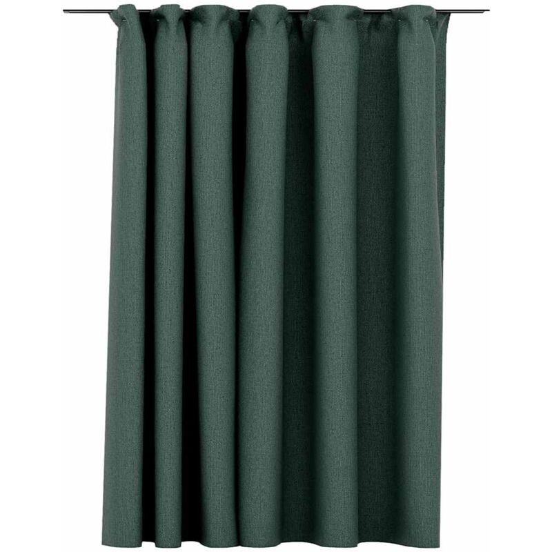 

vidaXL Cortina opaca con ganchos look de lino verde 290x245 cm - Verde