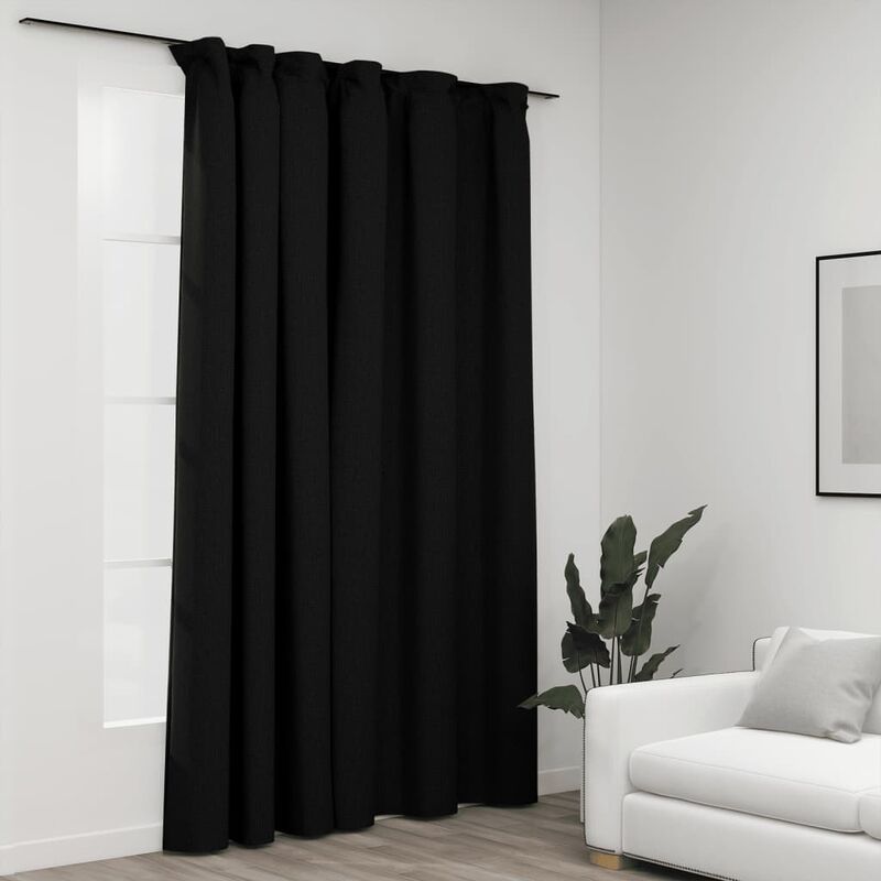 

Cortina opaca con ganchos look de lino gris antracita 290x245cm