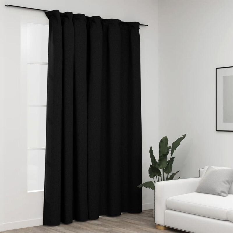 

Cortina opaca con ganchos look de lino gris antracita 290x245cm