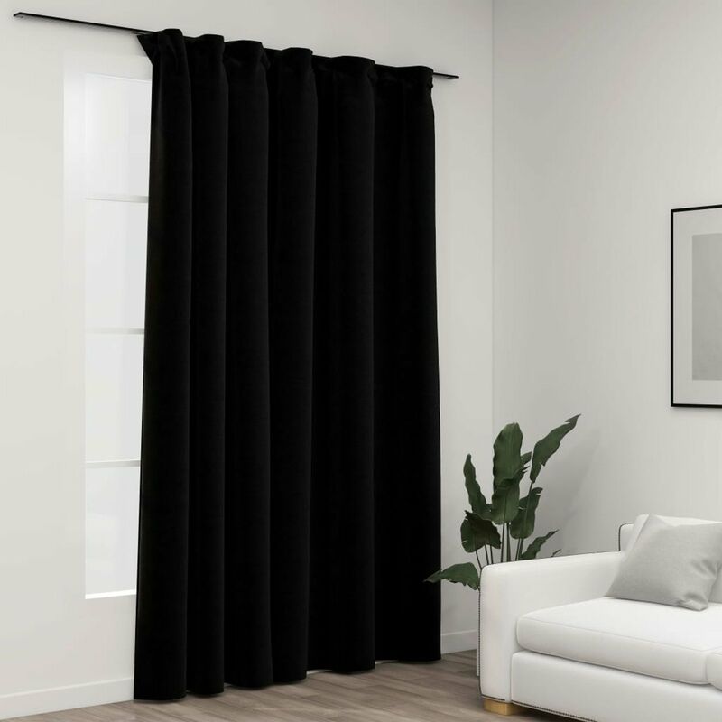 

Cortina opaca con ganchos look de lino negro 290x245 cm