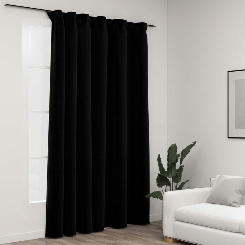 

Cortina opaca con ganchos look de lino negro 290x245 cm - Negro