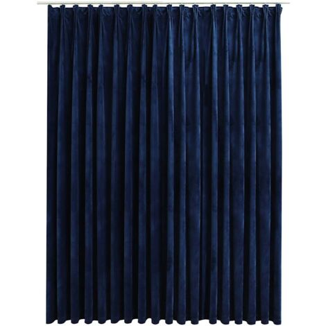 Cortina opaca con ganchos terciopelo azul oscuro 290x245 cm vidaXL