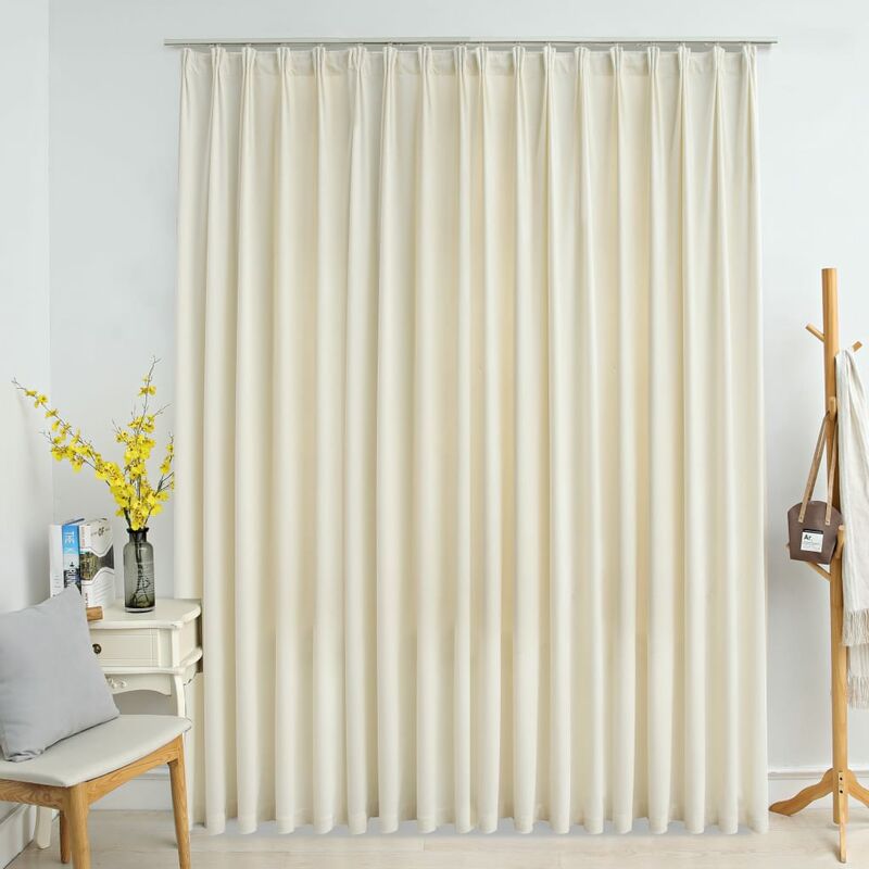 

Cortina opaca con ganchos terciopelo color crema 290x245 cm - Crema