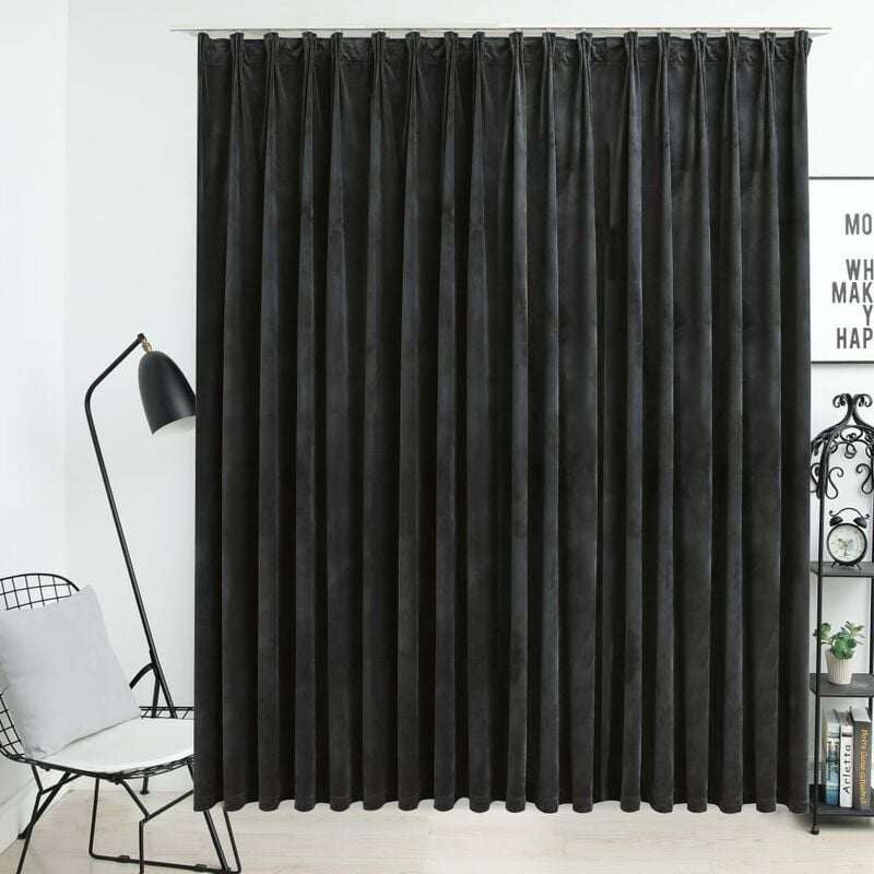

Cortina opaca con ganchos terciopelo gris antracita 290x245 cm