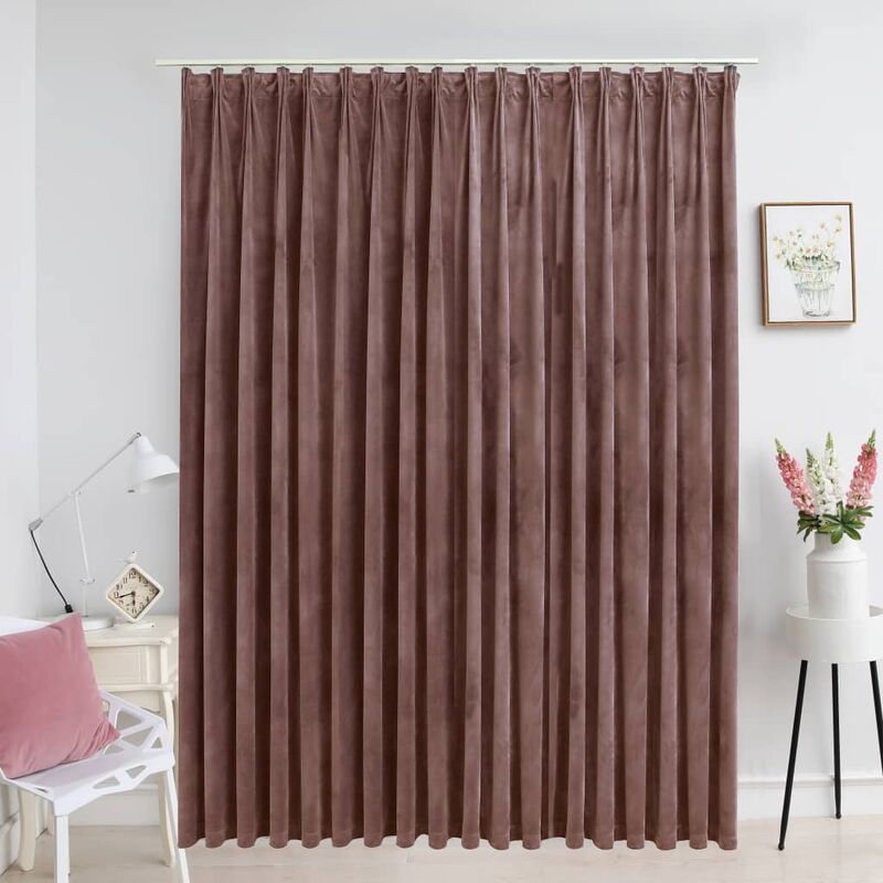 

Cortina opaca con ganchos terciopelo rosa envejecido 290x245cm - Rosa