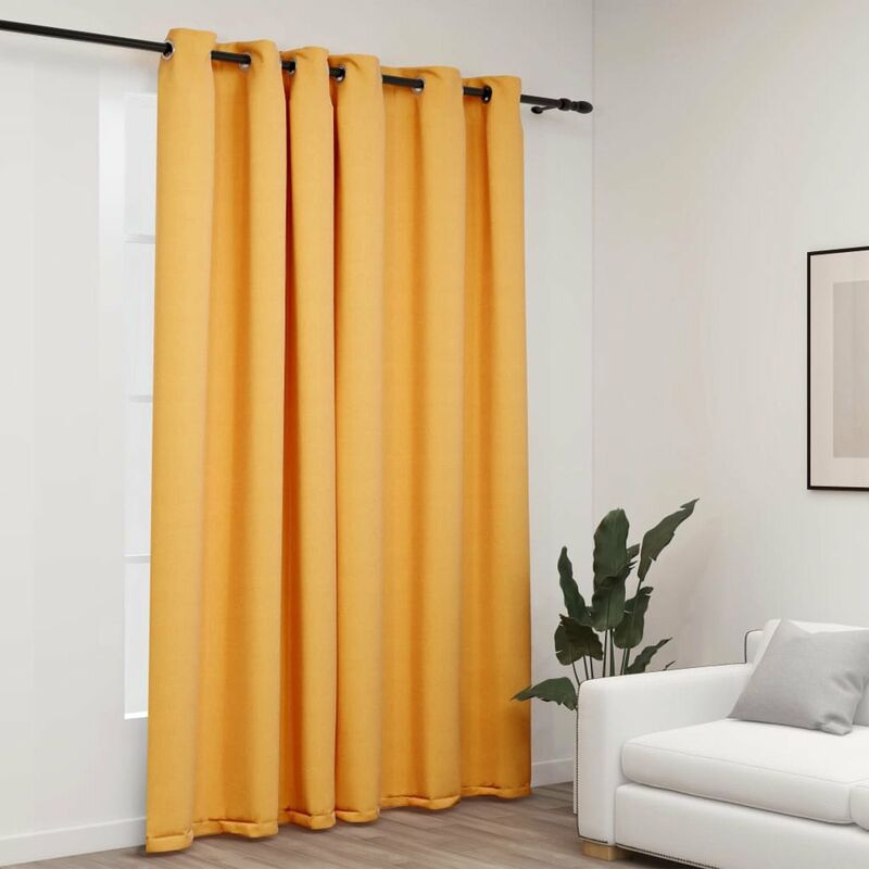 

Cortina opaca con ojales look de lino amarillo 290x245 cm