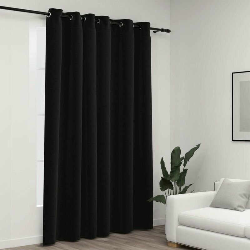 

Cortina opaca con ojales look de lino gris antracita 290x245 cm